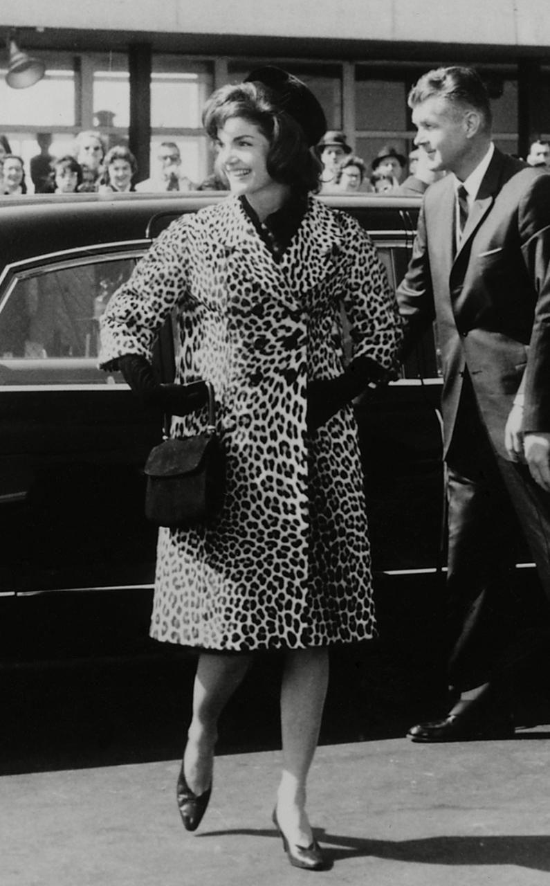 Jackie Kennedy in her infamous leopard coat